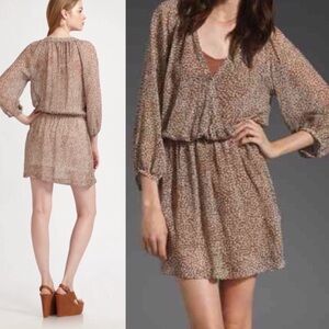 Joie Molly Dot Silk Dress in Acorn